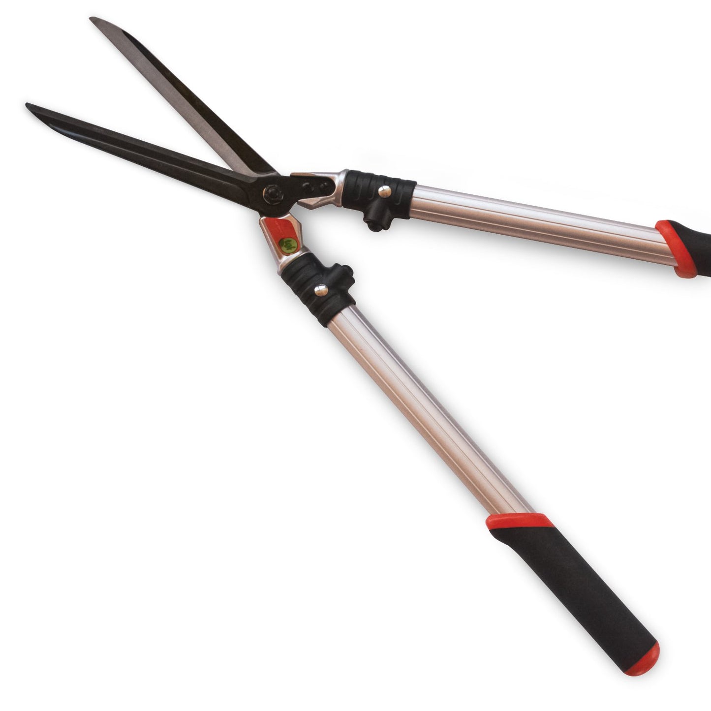 Long handled hedge trimmers and pruning shears, 23.5” with molded handgrips and very sharp 7” blade, lightweight and strong, ideal for gardeners with hand weakness.