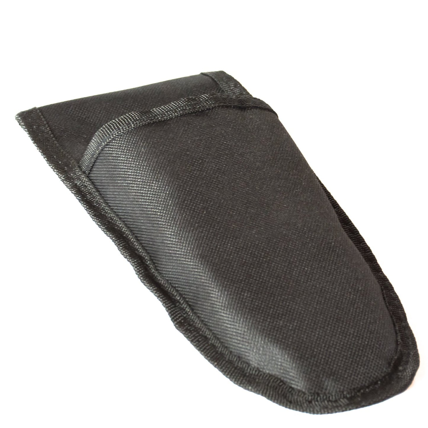 Pouch for hand pruners with easy on-off attachment to belt, designed to protect and provide easy access.